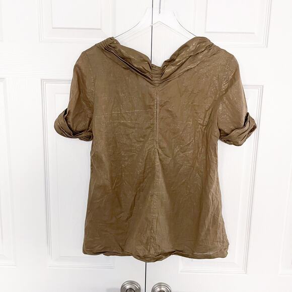 Vera Wang Brown with Gold Metallic Boatneck Top - Picture 5 of 6